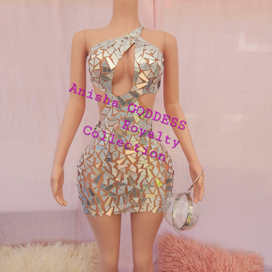 Seek And Destroy Silver Mirror Transparent Dress