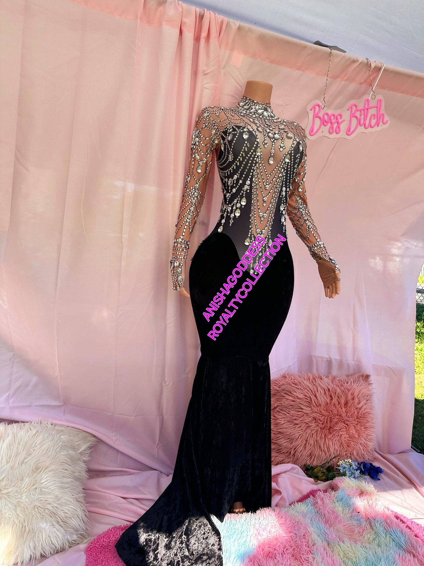 RHINESTONE EVENING DRESS