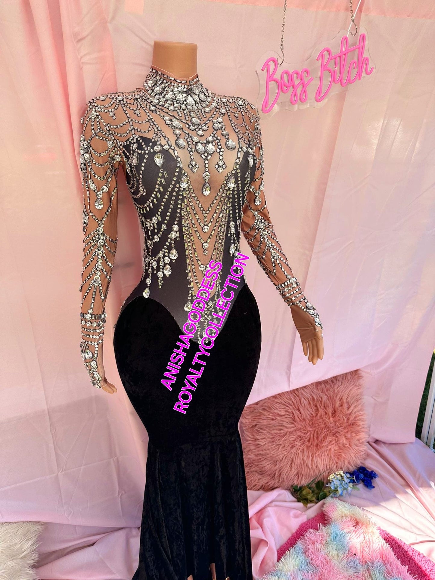 RHINESTONE EVENING DRESS